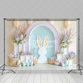 Aperturee - Aperturee Elegant Floral Arch Bunny Eggs Easter Photo Backdrop